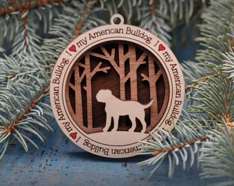 American Bulldog Ornament, Custom Dog Ornament, Gift for Dog Lovers, Dog Christmas Ornament, Pet Keepsake, Dog Breed Ornament