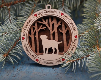 Chessie Ornament, Custom Dog Ornament, Gift for Dog Lovers, Dog Christmas Ornament, Pet Keepsake, Dog Breed Ornament