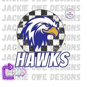Hawks Png, Preppy Mascot, Hawks Png, Hawks Game Day, Checkered Hawks Png, Retro Hawks Png, Hawks Colorful Sublimation Png, Retro 90&#39;s Mascot