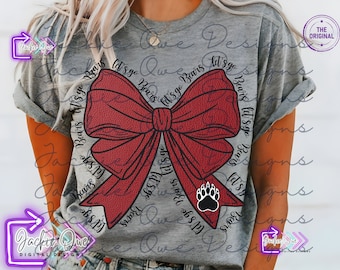 Bears Coquette Png, Mascot, Bears bow Png, Bears Game Day, Bears Png, Go Bears Png, Bears Colorful Sublimation Png, Coquette Mascot Png