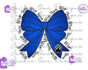 Bears Coquette Png, Mascot, Bears bow Png, Bears Game Day, Bears Png, Go Bears Png, Bears Colorful Sublimation Png, Coquette Mascot Png