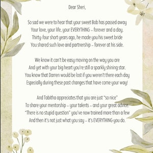 Personalized Poem for the Loss of a Loved One