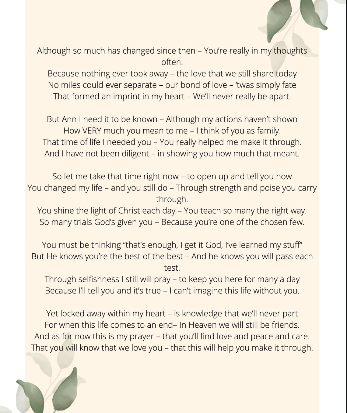 Personalized Poem to Honor Loved One Passed - Etsy