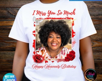 Plantilla editable de Canva "Feliz cumpleaños celestial", diseño de camiseta para sublimación, camiseta conmemorativa personalizada (descarga digital).