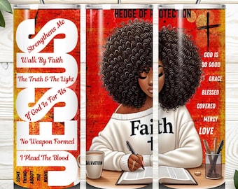 Praise Worship Inspirational Sublimation Black Woman PNG, Tumbler Wrap, Printable Christian Faith Digital Download