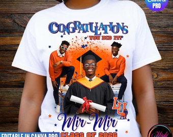 Paquete familiar de camisetas para la promoción de 2026, plantilla editable de Canva para graduación (descarga digital)