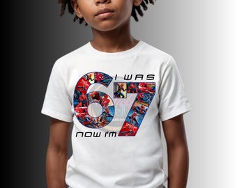 Boys Superhero Birthday Shirt, Trending Six Seven Printable Design, Spidey T-Shirt Png, Birthday Boy Sublimation DTF Digital Download