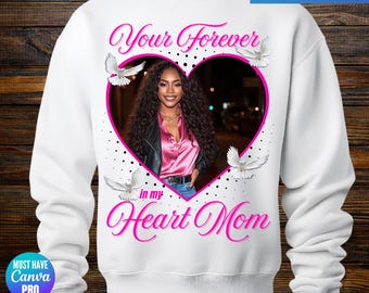 Mother's Day Canva Editable Template, Sublimation T-Shirt Design, Drop and Drag Photo, Custom DIY Memorial Shirt (Digital Download)