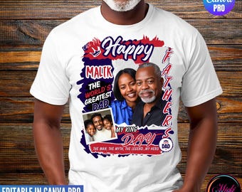 Camiseta con foto para el Día del Padre, plantilla editable de Canva, El mejor papá del mundo, descarga digital.