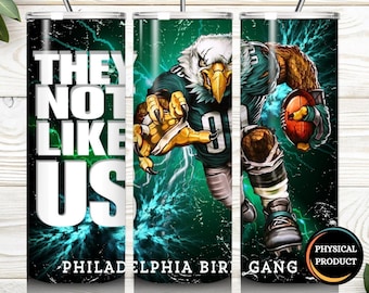 They Not Like Us Eagles 20oz Skinny Tumbler | Stainless Steel Football Tumbler w/ Straw | Bird Gang | Fly Eagles Fly | Eagles Nation