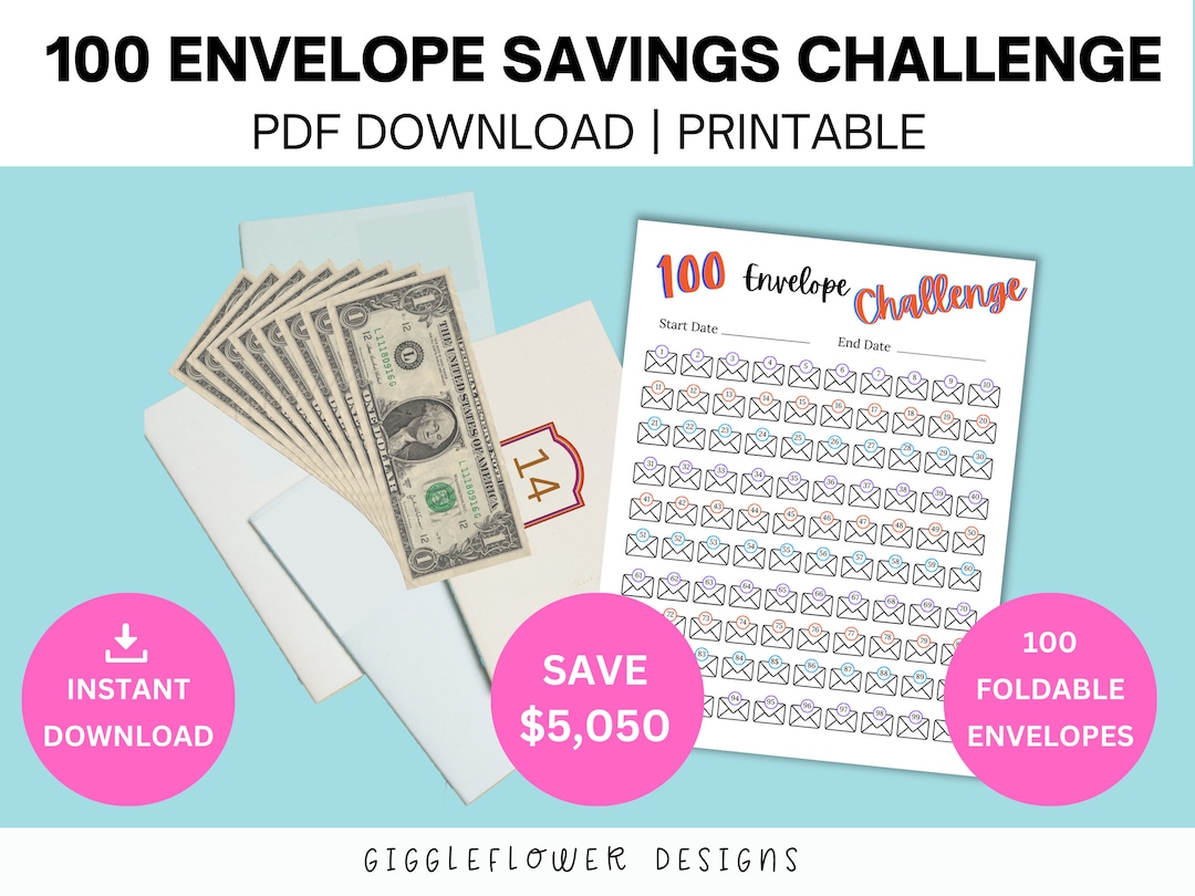 100-envelope-savings-tracker-printable-savings-tracker-etsy