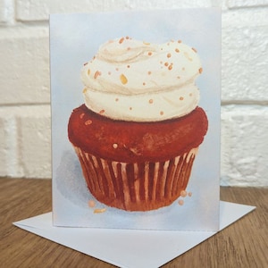 Cupcake-wenskaart | Originele illustratie | Blanco wenskaart | Generieke kaart | Verjaardagskaart