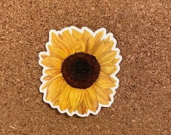 Sunflower Vinyl Sticker | Waterproof, Water Bottle, Laptop, Diecut Sticker | Floral Sticker