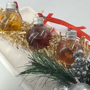 GLASS Booze Ornaments 4 pack 50ml attached ribbon for easy hanging image 2