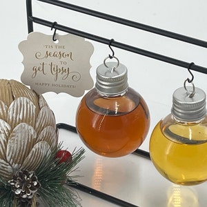 GLASS Booze Ornaments 4 pack 50ml attached ribbon for easy hanging image 1