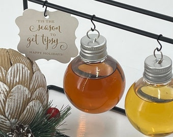 GLASS Booze Ornaments (4 pack) 50ml - attached ribbon for easy hanging