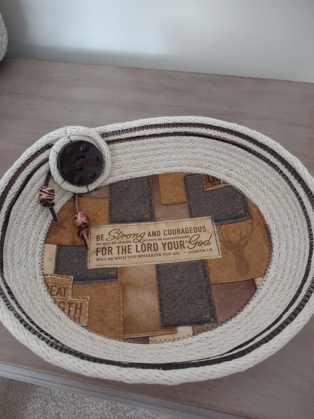 Fabric Wrapped Rope Bowl - Etsy