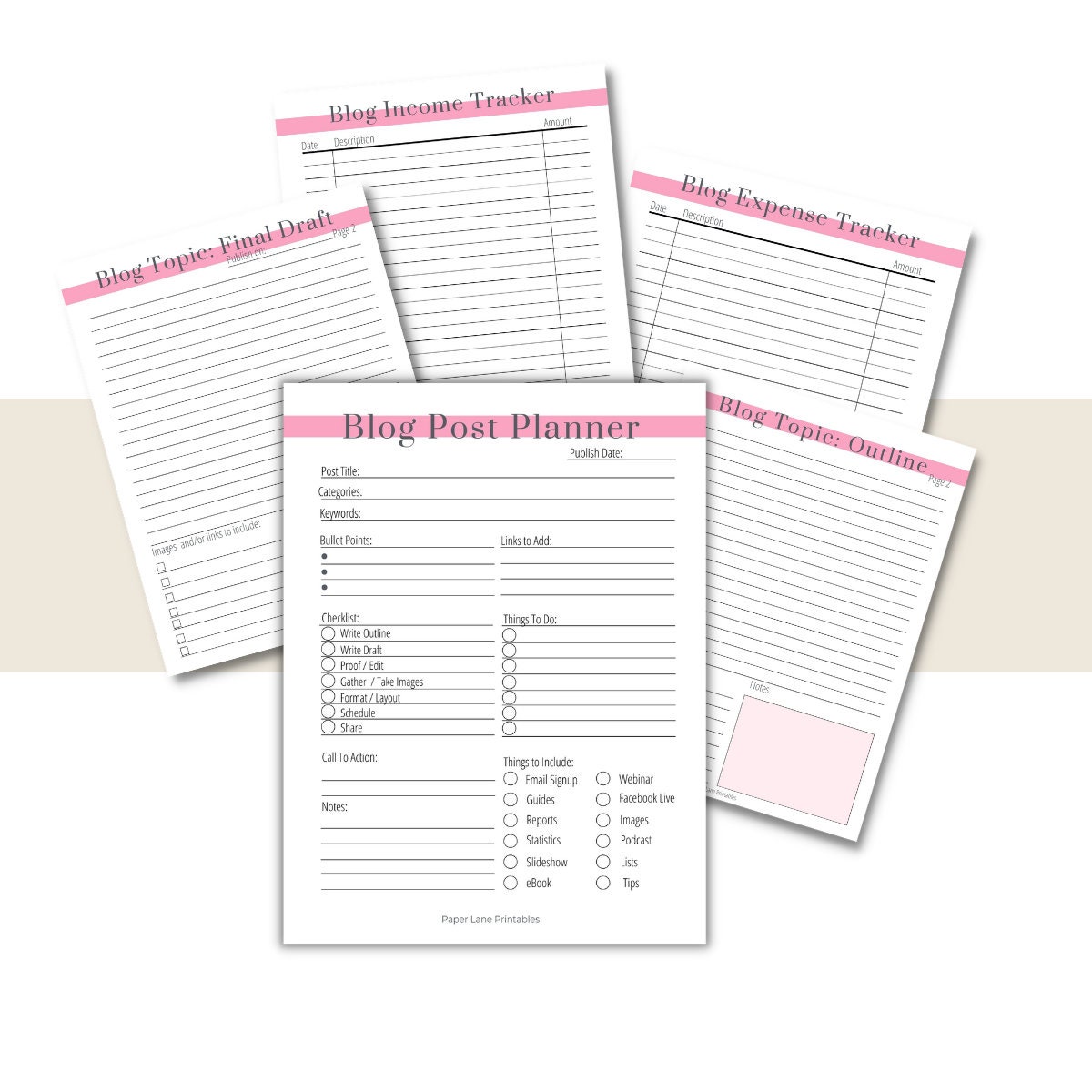 Blog Planner Printable PDF Digital Content Planner Productivity Tool ...