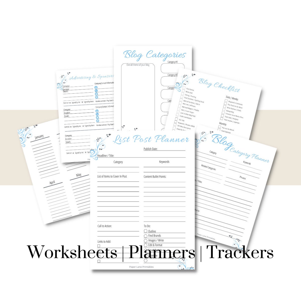 Blog Planner | Printable PDF | Digital Content Planner | Productivity ...
