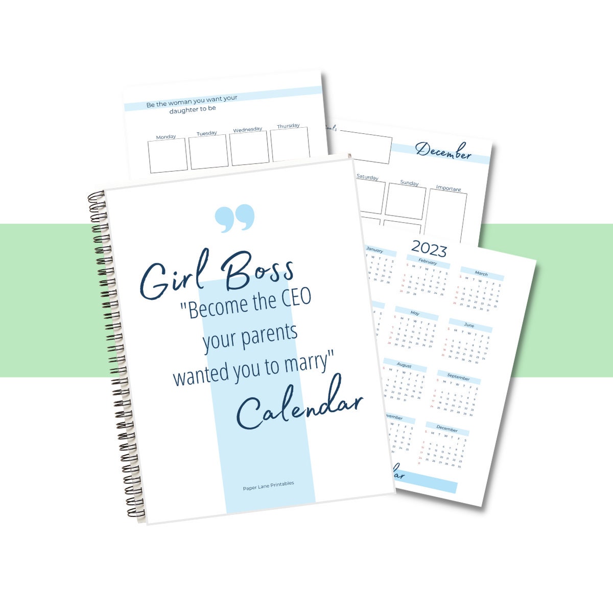 Girl Boss Calendar UNDATED Printable PDF Monthly Planner Productivity ...