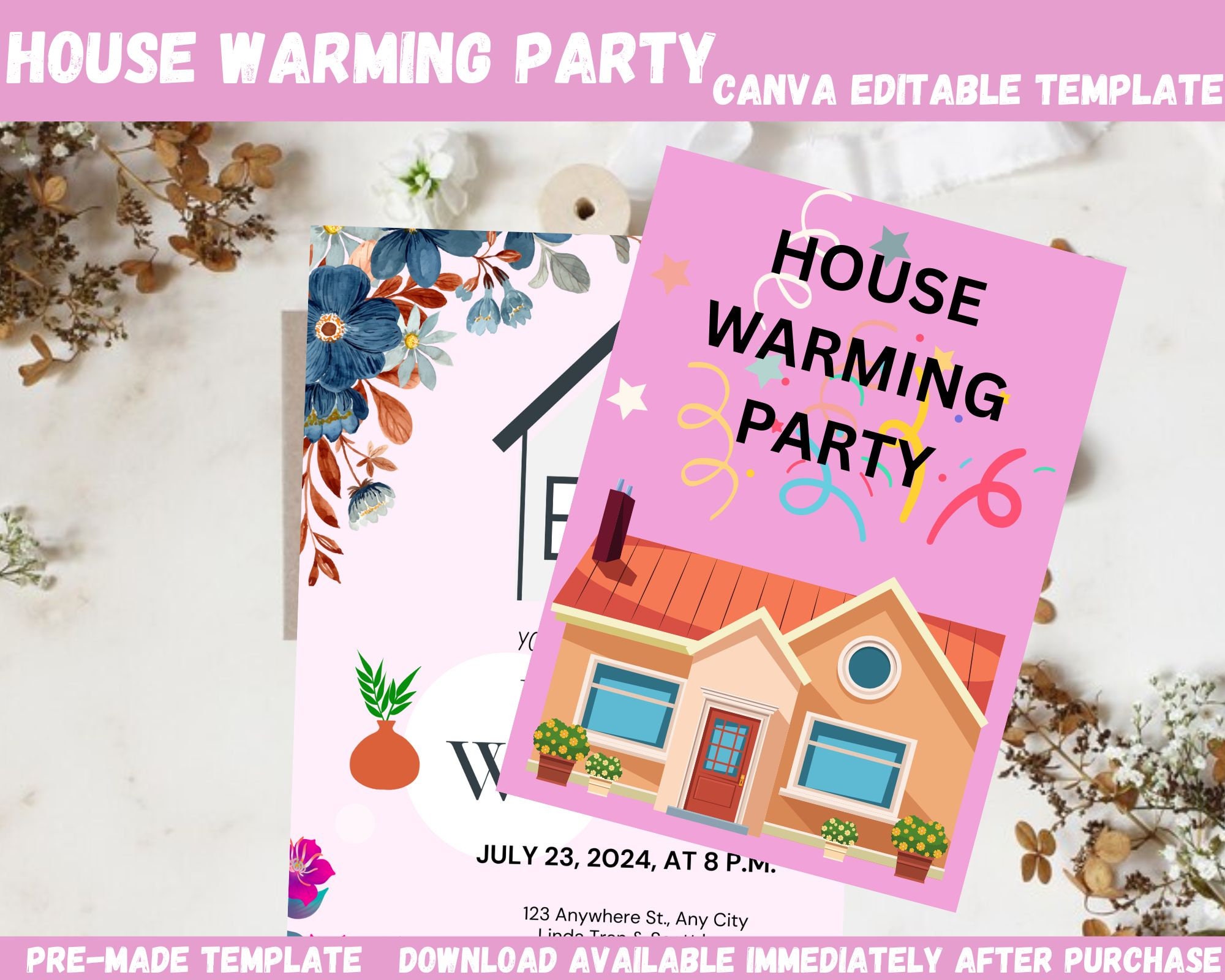 Canva Editable Housewarming Template Invite Minimal Invitation for Canva Editable Housewarming Template Invite Minimal Invitation for