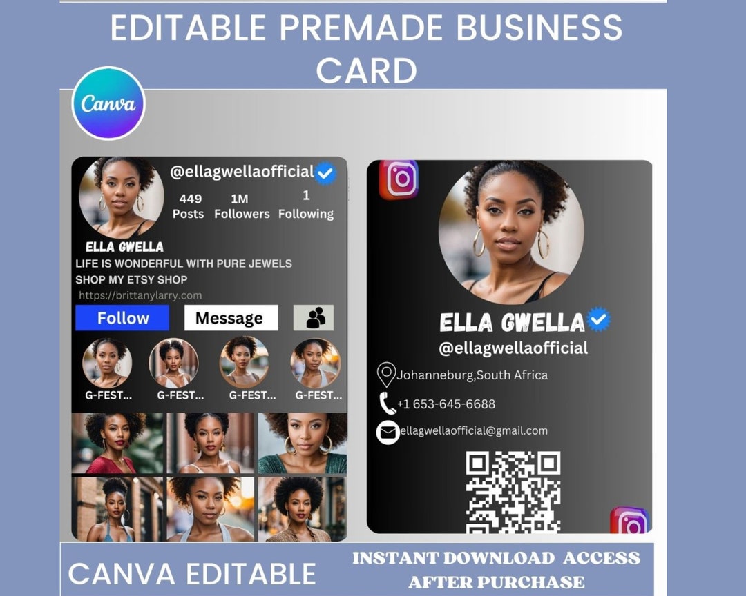 Facebook, Instagram Business Cards, DIY Canva Digital Business Card