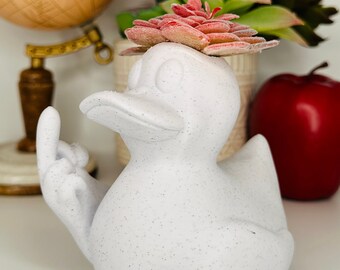 F*ck Duck | White Marble Planter | + Plant Included