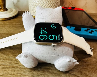 Snorlax Apple Watch Charger Stand in White Marble