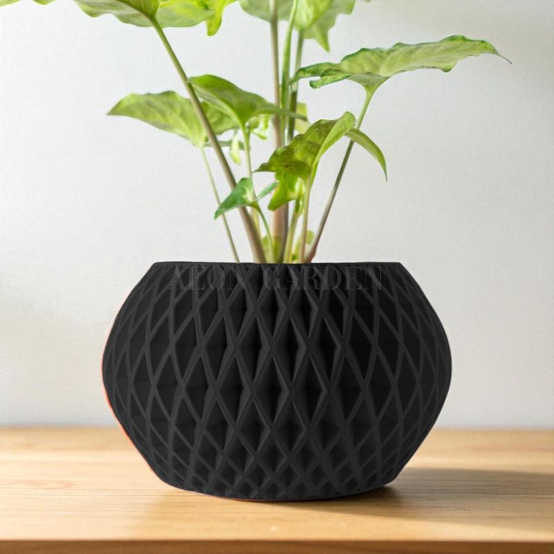 Datavine Compact Planter – Modern Plant Pot, Drainage Hole – Geometric ...