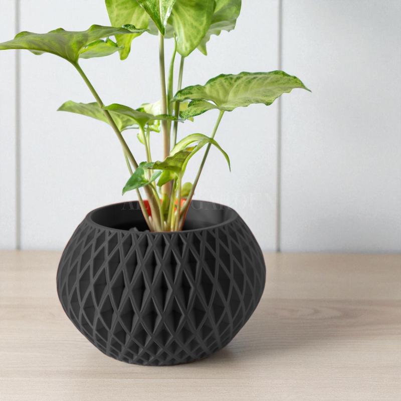 Datavine Compact Planter – Modern Plant Pot, Drainage Hole – Geometric ...