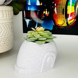 Daft Punk Duo Helmet Set White Marble Planters Plants Included image 7