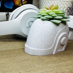 Daft Punk Duo Helmet Set White Marble Planters Plants Included image 10