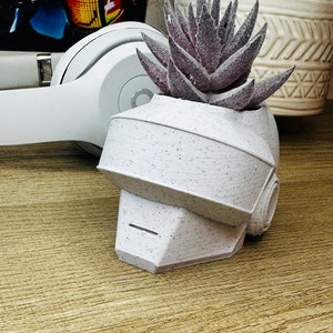 Daft Punk Duo Helmet Set White Marble Planters Plants Included image 9