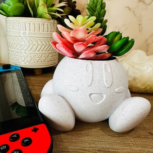 Kirby | White Marble Planter | + Plant Included