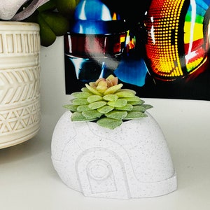 Daft Punk Duo Helmet Set White Marble Planters Plants Included image 8