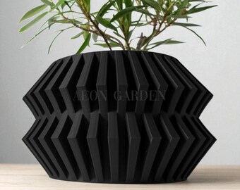 GeoKrush Modern Planter, Decorative Japandi Flowerpot, Indoor, Outdoor, Succulent, Cacti, Snake Plant Desktop, Bookshelf, Window, Office