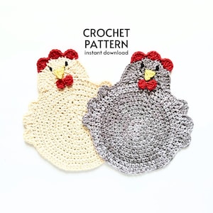 CROCHET PATTERN - Farmhouse Chicken Trivet Potholder Crochet Pattern Instant Digital Download PDF Pattern Chicken Potholder Crochet Pattern