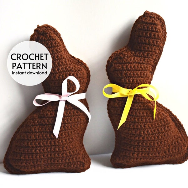 CROCHET PATTERN - Chocolate Easter Bunny Crochet Pattern Easy Easter Rabbit Beginner Friendly Crochet Pattern PDF Instant Digital Download