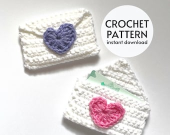 CROCHET PATTERN - Heart Envelope Gift Card Holder Crochet Pattern Easy Valentine's Day Crochet Pattern PDF Instant Digital Download