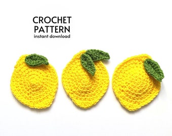 CROCHET PATTERN - Easy Lemon Fruit Coaster Crochet Pattern Beginner Friendly Lemon Mug Rug Instant Digital Download Crochet Pattern PDF
