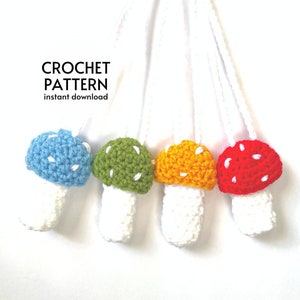 CROCHET PATTERN - Easy Mushroom Stash Lanyard Crochet Pattern Mushroom Lighter Holder Stash Necklace Crochet Chapstick Holder Mushroom Bag