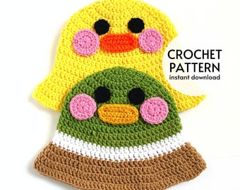 CROCHET PATTERN - Easy Duck Bucket Hat Crochet Pattern Beginner Friendly Cute Duck Crochet Bucket Hat Instant Digital Download PDF Pattern