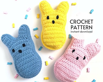 CROCHET PATTERN - Marshmallow Peep Bunny Crochet Pattern Easy Easter Rabbit Beginner Friendly Crochet Peep Pattern Instant Digital Download