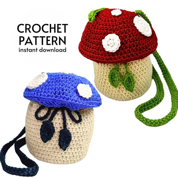 CROCHET PATTERN - Mushroom Bucket Bag Easy Crochet Pattern Cute Crochet Mushroom Bag Pattern Instant Digital Download PDF