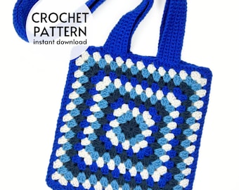 Häkelanleitung - Oma Quadrat Tote Häkelanleitung Schultertasche Häkelanleitung PDF Crossbody MarkeBag Sofortiger digitaler Download