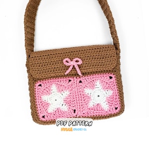 GEHAAKT PATROON - ster-draagtas eenvoudig haakpatroon tas schattige Y2K-schoudertas ster oma vierkante portemonnee Instant digitale download pdf