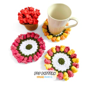 PADRÃO DE CROCHÊ - Conjunto de porta-copos para vasos de flores Padrão de crochê para buquê de flores e porta-copos para plantas Download digital instantâneo Padrão de crochê em PDF