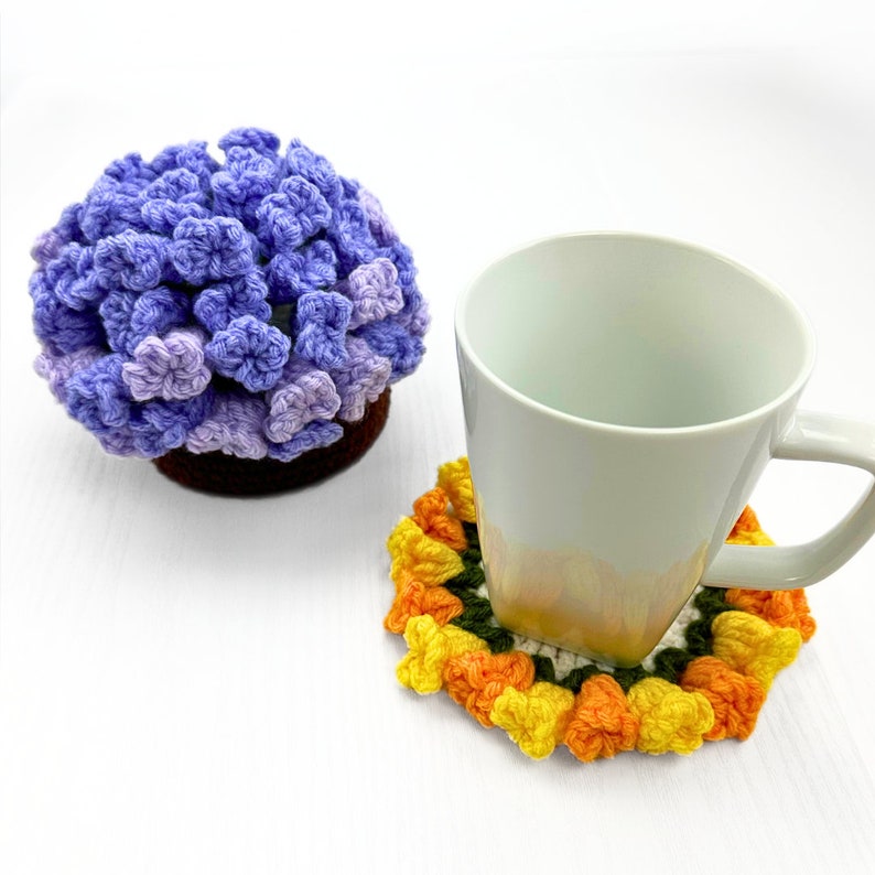 CROCHET PATTERN Flower Pot Coaster Set Crochet Pattern Flower Bouquet Plant Coasters Instant Digital Download PDF Crochet Pattern image 2