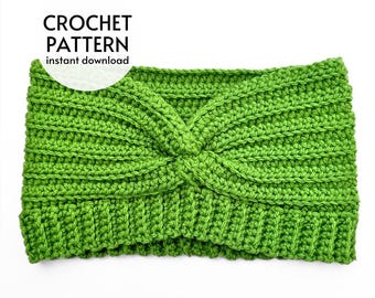GEHAAKT PATROON - Eenvoudig gebreide look Gedraaide oorwarmer hoofdband haakpatroon Boho wintermuts oorwarmer Instant digitale download pdf