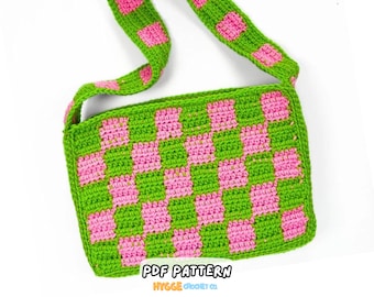 MOTIF AU CROCHET - Sac à bandoulière en damier facile au crochet, modèle au crochet, sac à main à damier de l'an 2000